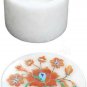 White Marble 2"x2" Ring Trinket Box Carnelian Pietradura Floral Veterans Gift