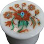 White Marble 2"x2" Ring Trinket Box Carnelian Pietradura Floral Veterans Gift