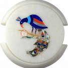White Cup Coffee Coaster Set Lapis Peacock Semi Precious Art Columbus Gift E2229