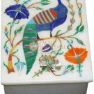 4"x3"x2" Marble Jewelry Lidded Box Semi Precious Pietradura Floral Columbus Gift