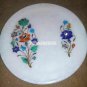 9" White Marble Round Serving Dish Tray Plate Inlay Marquetry Home Decor Gifts