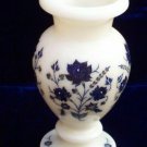 7" White Marble Inlay Art Flower Vase Pot Lapis Gemstone Floral Arts Decor Gifts 7" White Marble Inlay Art Flower Vase Pot Lapis Gemstone Floral Arts Decor Gifts