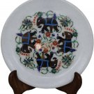8"x8" Marble White Handmade Serving Plate Multi Stone Elephant Christmas Gift 8"x8" Marble White Handmade Serving Plate Multi Stone Elephant Christmas Gift