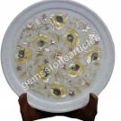 8" Marble Dinner Plate Real Mop Floral Gemstone Design Christmas Eve Gift Decor 8" Marble Dinner Plate Real Mop Floral Gemstone Design Christmas Eve Gift Decor