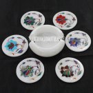 Marble Coffee Tea Coaster Set Semi Precious Multi Floral Inlay Housewarming Gift Marble Coffee Tea Coaster Set Semi Precious Multi Floral Inlay Housewarming Gift