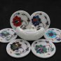 Marble Coffee Tea Coaster Set Semi Precious Multi Floral Inlay Housewarming Gift