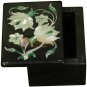 3"x2" Black Marble Jewelry Lidded Box Real Mop Floral Marquetry Christmas Gifts