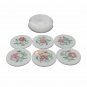White Marble Coffee Coaster Set Inlay Precious Stone Floral Art for Gift E1961