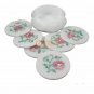 White Marble Coffee Coaster Set Inlay Precious Stone Floral Art for Gift E1961