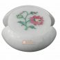 White Marble Coffee Coaster Set Inlay Precious Stone Floral Art for Gift E1961