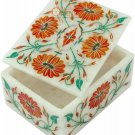 White Marble Jewelry Boxes Hakik Malachite Inlay Floral Halloween Gift E2009