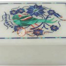 4"x3"x2" Marble Jewelry Box Lapis Lazuli Inlay Floral Malchite Parrot Arts E2026