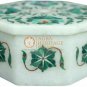 4"x4"x2" Marble Jewelry Organizer Malachite Inlay Gemstone Floral Veterans Gifts