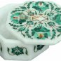 4"x4"x2" Marble Jewelry Organizer Malachite Inlay Gemstone Floral Veterans Gifts