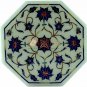 3"x3"x2" White Top Jewelry Lidded Box Lapis Inlaid Floral Art Christmas Gift
