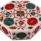 4"x4"x2" Marble Jewelry Box White Carnelian Inlaid Floral Art Black Friday Gift