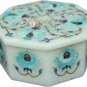 4"x4"x2" Personalize Box Turquoise Inlaid Marquetry Floral Art Christmas Gift