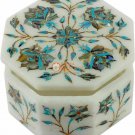 Filigree Design Marble Handicraft Jewelry Box Pauashell Precious Inlay Art E2012