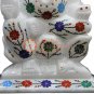 6" Marble White Idol Ganesha Sculpture Semi Precious Floral Thanksgiving Gifts
