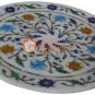 8" Marble Food Serving Plate Multi Stone Floral Fine Art Thanksgiving Gift Decor