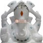 6" Marble White Idol Ganpati Ji Sculpture Pauasehll Floral Marquetry Arts Decor