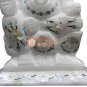 6" Marble White Idol Ganpati Ji Sculpture Pauasehll Floral Marquetry Arts Decor