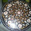 36" Black Marble Dining Hallway Table Top Marquetry Inlay Floral Arts Home Decor
