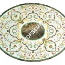 36" White Marble Dining Top Center Table Marquetry Inlay Furniture Decor H4902