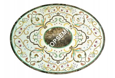 36" White Marble Dining Top Center Table Marquetry Inlay Furniture Decor H4902