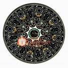 36" Black Marble Italian Round Dining Center Table Top Scagliola Inlay Art H5676 36" Black Marble Italian Round Dining Center Table Top Scagliola Inlay Art H5676