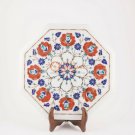 14"x14" White Marble Restaurant Table Top Carnelian Marquetry Inlay Art Decor 14"x14" White Marble Restaurant Table Top Carnelian Marquetry Inlay Art Decor