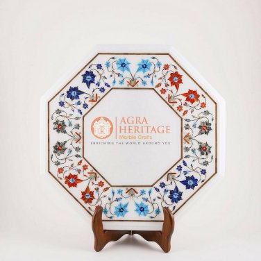 Marble Bistro Table 15"x15" Carnelian Semi Precious Pietradura Floral Art Decor