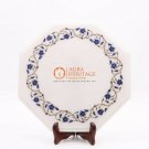 Eastlake Marble Top Custom End Table Lapis Inlay Pietradura Floral Inlaid Decor