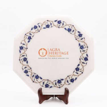 Eastlake Marble Top Custom End Table Lapis Inlay Pietradura Floral Inlaid Decor