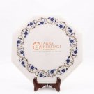 Antique Marble Top Table 12" Handmade Lapis Stone Floral Design Corridor Decor