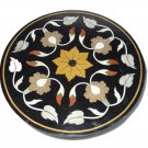 23" Black Marble Coffee Center Table Top Marquetry Inlay Kitchen Hallway Decor
