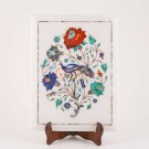 Marble Coffee Table 12"x9" Handmade Peacock Inlay Stone Design Garden Decor Gift