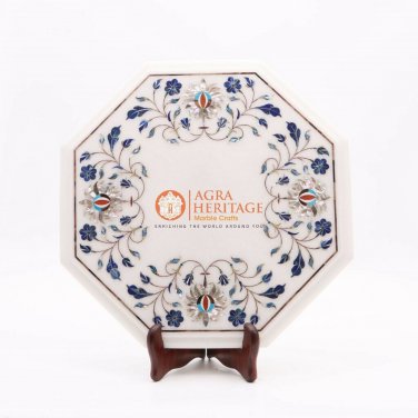 Eastlake Marble Top Custom Table Lapis Fine Italian Floral Design Decorative Art