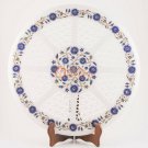 White Corridor Table Top Inlay Lapis Stone Filigree Floral Art Rasturent Decor