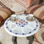 White Corridor Table Top Inlay Lapis Stone Filigree Floral Art Rasturent Decor
