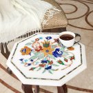 Eastlake Marble Top Table Lapis Multi Stone Floral Marquetry Art Garden Decor