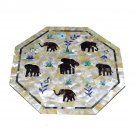 18" Marble Coffee Table Top Pietra Dura Mother of Pearl Elephants Occasion Decor