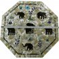 18" Marble Coffee Table Top Pietra Dura Mother of Pearl Elephants Occasion Decor