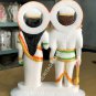10" Hand Painted White Marble Vishnu Laxmi Religious Statue Gift Decor E1301