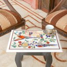 18"x12" Marble White Kitchen Table Top Multi Stone Parrot Semi Precious Design 18"x12" Marble White Kitchen Table Top Multi Stone Parrot Semi Precious Design