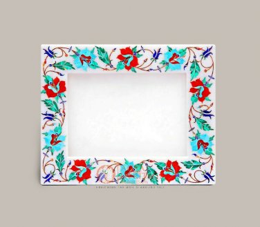 Marble Handmade Unique Inlaid Stone Photo Storage Frame Collectible Gift Decor