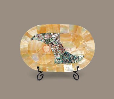Marble Decorative Food Serving Tray Collectible Pauashell Stone Art Kitchen Deco