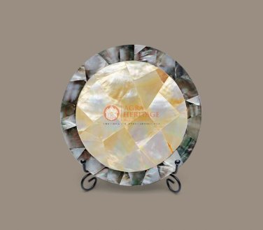 Modern Marble Round Food Serving Plate Mop Inlaid Mosaic Collectible Gift Decor
