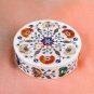 Marble White Round Jewelry Custom Box Carnelian Maruqtery Floral Fine Art Decor