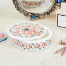 White Marble Round Jewelry Organizer Box Carnelian Pietradura Floral Art Decor White Marble Round Jewelry Organizer Box Carnelian Pietradura Floral Art Decor